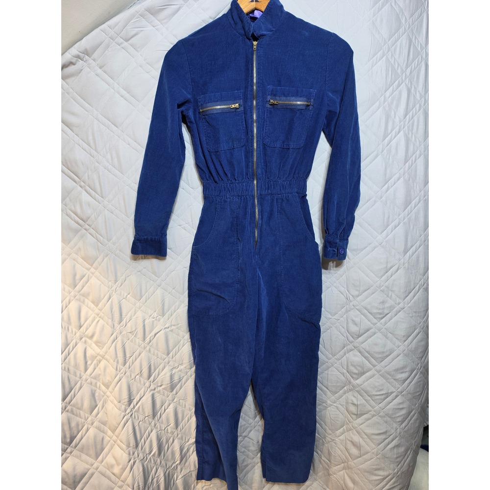 Vintage Jean St Germain Paris Blue Corduroy Jumpsuit Boiler Suit Made in USA